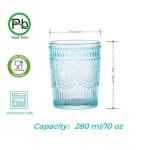 Amzcku Vintage 10 oz Blue Drinking Glasses Set