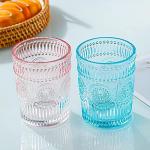 Amzcku Vintage 10 oz Blue Drinking Glasses Set