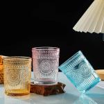 Amzcku Vintage 10 oz Blue Drinking Glasses Set