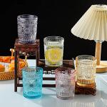 Amzcku Vintage 10 oz Blue Drinking Glasses Set