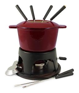 Sierra 1.6-Quart Cast Iron Fondue Set, Red