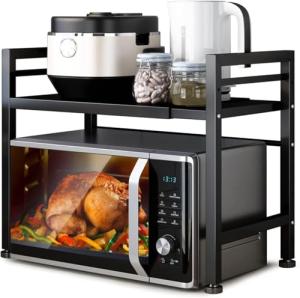 Expandable Microwave Oven Rack with Hooks