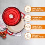 Bruntmor 5.2 Quart Pre-Seasoned Cast Iron Dutch Oven