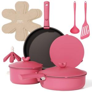 17-Piece Nonstick Cookware Set with Detachable Handle