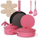 17-Piece Nonstick Cookware Set with Detachable Handle