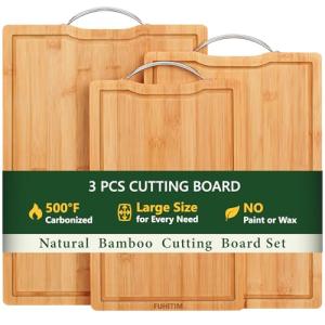 Double-Sided Bamboo Cutting Board with Juice Grooves