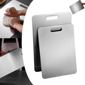 Titanium and Stainless Steel Cutting Board, 13.4x9in