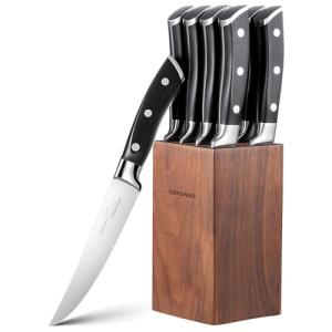 8-Piece Non-Serrated Steak Knife Set with Block