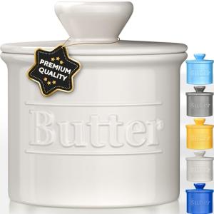 Ceramic Butter Crock with Lid - Keeps Butter Soft