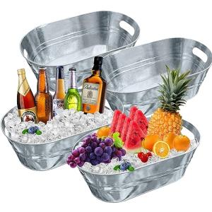 4-Piece Galvanized Ice Bucket Set for Parties