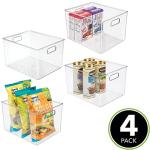 mDesign Clear Plastic Storage Bins - 4 Pack