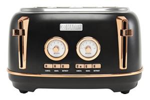 Haden Dorset 4-Slice Stainless Steel Toaster, Black & Copper