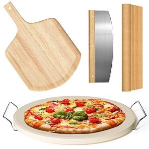 5-Piece Round Pizza Stone Set with Accessories