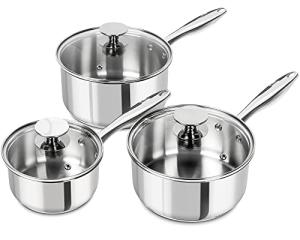 Stainless Steel Saucepan Set with Lids - 6pcs