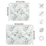 Absorbent Green Leaves Dish Drying Mat, 16x18 Inch