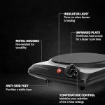 OVENTE 1000W Infrared Single Burner Hot Plate