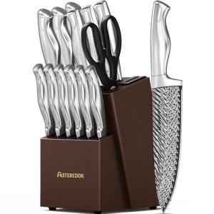 15-Piece Kitchen Knife Set with Sharpener Block