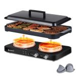 AMZCHEF Double Induction Cooktop with Griddle Pan