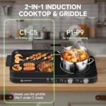 AMZCHEF Double Induction Cooktop with Griddle Pan