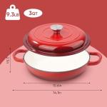 3 Quart Red Enameled Cast Iron Braiser with Lid