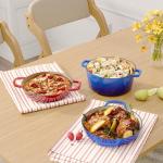 3 Quart Red Enameled Cast Iron Braiser with Lid