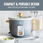 GreenLife 3-Cup Electric Rice Cooker, Grey