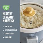 GreenLife 3-Cup Electric Rice Cooker, Grey