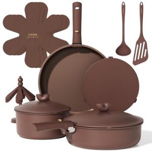 Carote 17-Piece Nonstick Cookware Set with Detachable Handles