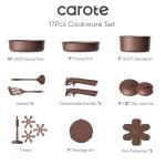 Carote 17-Piece Nonstick Cookware Set with Detachable Handles