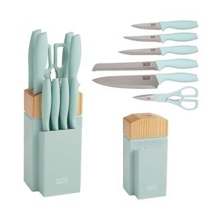 Tasty 10-Piece Knife Set with Block, Aqua