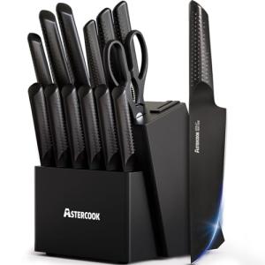 15-Piece Astercook Knife Set with Sharpener