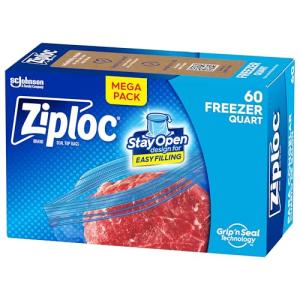 Ziploc Quart Freezer Bags, Easy Fill, 60 Count