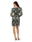 Teal Sapphire Gold Crinkle Foil Wrap Dress