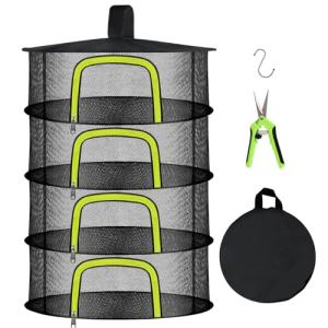 4-Layer Hanging Herb Drying Rack with Hooks