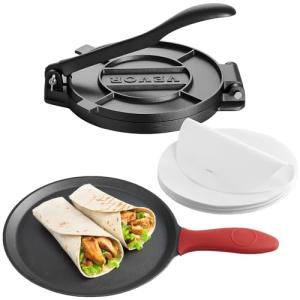 VEVOR 8 Inch Cast Iron Tortilla Press with Paper