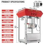 VEVOR 8 Oz Commercial Popcorn Machine, Red