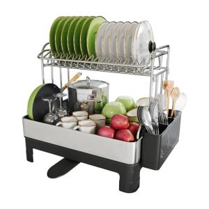 Large Stainless Steel Two-Tier Dish Drying Rack