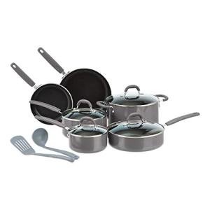 Amazon Basics Gray 12-Piece Non-Stick Cookware Set