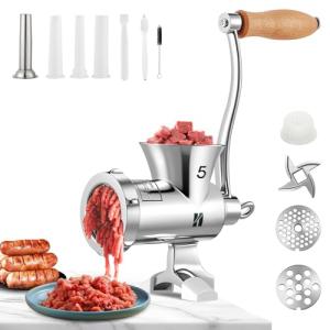 Manual Stainless Steel Meat Grinder with Sausage Tubes