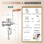 Manual Stainless Steel Meat Grinder with Sausage Tubes