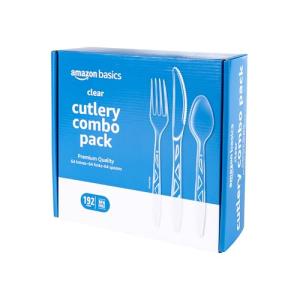 Amazon Basics Clear Disposable Cutlery Set, 192 Count