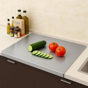 Large Stainless Steel Cutting Board with Lid