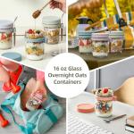 6 Pack Glass Overnight Oats Containers with Lids