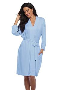 Light Blue Women's Lightweight Knit Bathrobe
