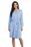 Light Blue Women's Lightweight Knit Bathrobe