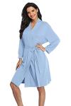 Light Blue Women's Lightweight Knit Bathrobe