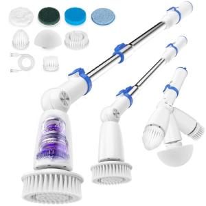 BEAUTURAL Cordless Electric Spin Scrubber with 8 Brushes