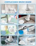 BEAUTURAL Cordless Electric Spin Scrubber with 8 Brushes