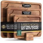 3-Piece Acacia Cutting Board Set with Stand