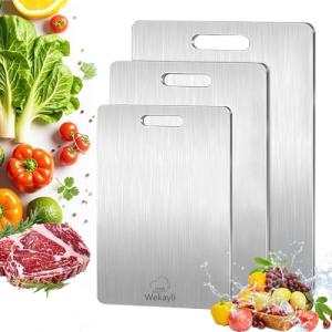 Wekayli 3-Piece Stainless Steel Cutting Board Set